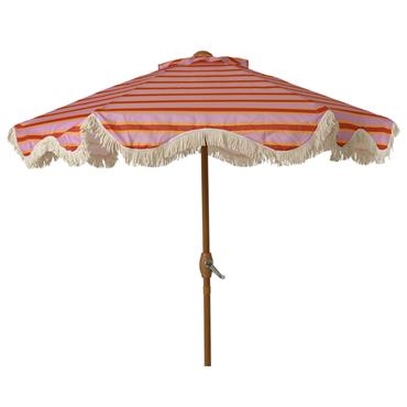 POLYESTER PARASOL WITH FRINGE EDGE