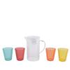 COLOURFUL PLASTIC JUG WITH GLASSES SET