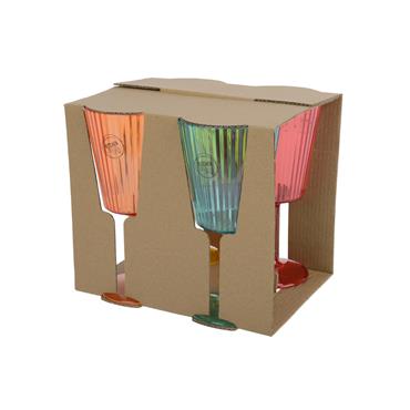 SET OF 4 COLOURFUL PLASTIC WINE GLASSES