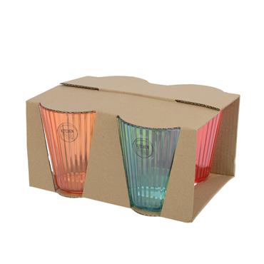 SET OF 4 COLOURFUL PLASTIC GLASSES
