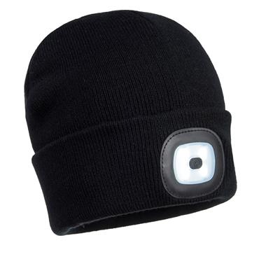 BLACK  RECHARGEABLE LED BEANIE