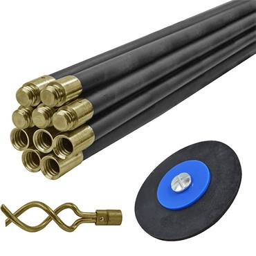 DRAIN ROD SET IN A BAG (10 RODS + WORM + PLUNGER)