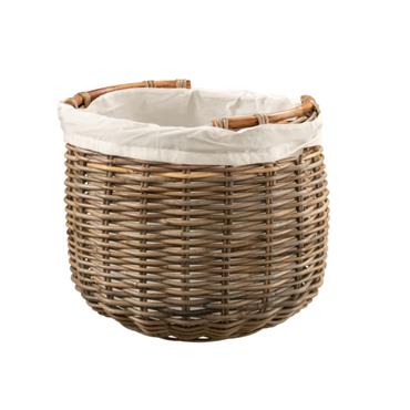 CASTLE LIVING ROUND RATTAN LOG BASKET LARGE