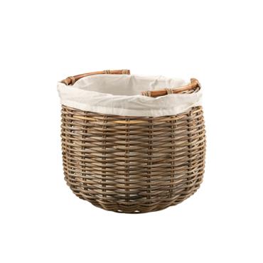 CASTLE LIVING ROUND RATTAN LOG BASKET MEDIUM