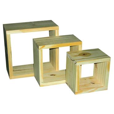 CORE NATURAL WOOD SET OF THREE WALL CUBES