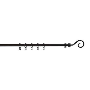 MEDIUM EXTENDABLE BLACK SHEPHERDS CROOK CURTAIN POLE
