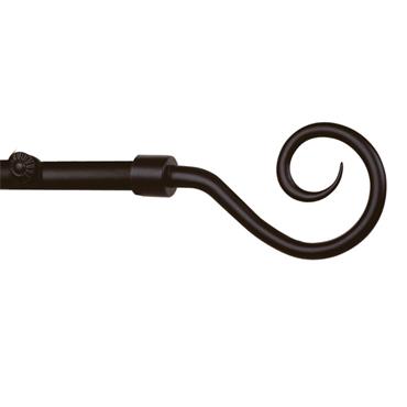 LARGE EXTENDABLE BLACK SHEPHERDS CROOK CURTAIN POLE