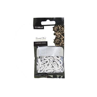 20 WHITE CURTAIN HOOKS