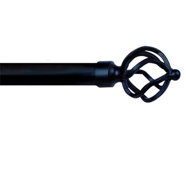 MEDIUM CLASSIC BLACK METAL CAGE EXTENDABLE CURTAIN POLE