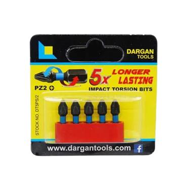 DARGAN POSI BITS No 2 PZ2 Torsion 25mm IMPACT 5PC