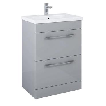 OTTO PLUS GLOSS LIGHT GREY FLOORSTANDING 60CM 2 DRAWER