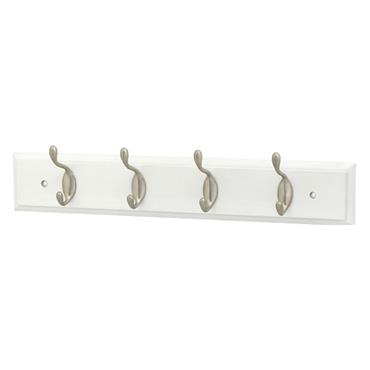 HARCOURT PROFILE 4 HOOKBOARD WHITE Satin Nickel Hooks