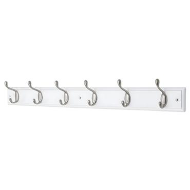 HARCOURT PROFILE 6 HOOKBOARD WHITE - Satin Nickel Hooks