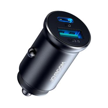 JOYROOM 30W MINI DUAL PORT FAST CAR CHARGER BLK
