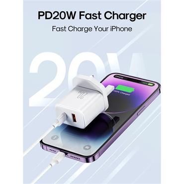 JOYROOM DUAL PORT PD FAST CH 20W C-C LEAD BLK