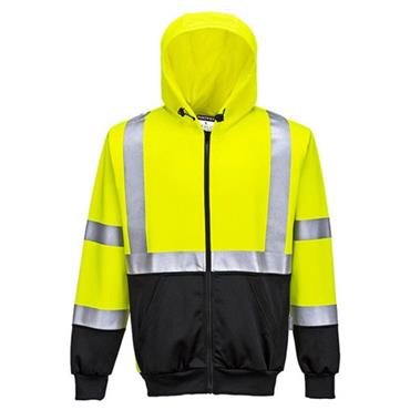 Portwest B315 Hi-Vis Contrast Zipped Hoodie - Yellow/Black