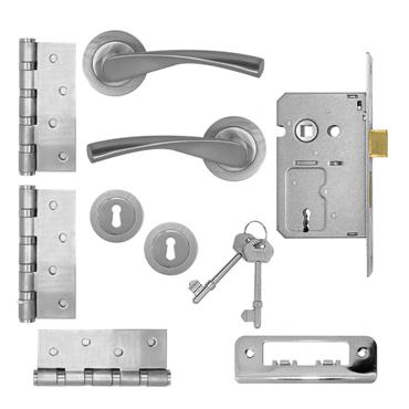 RADIUS RHINE ON ROSE LOCKSET WITH HINGES