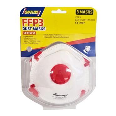 3PCS MOULDED VALVED DUST MASKS FFP3
