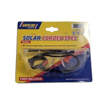 SAFETY GLASSES SOLAR CLEAR LENSE CORDED UV ANTI/MIST