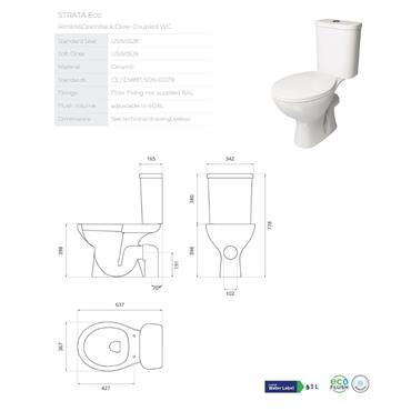 STRATA ECO Rim Close Coupled Pan, Cistern & Fittings