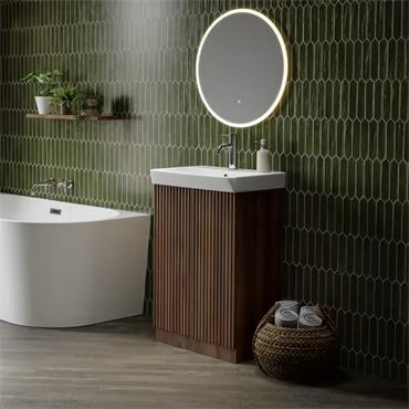 60cm SOHO WALNUT FLOORSTANDING VANITY UNIT WITH BASIN