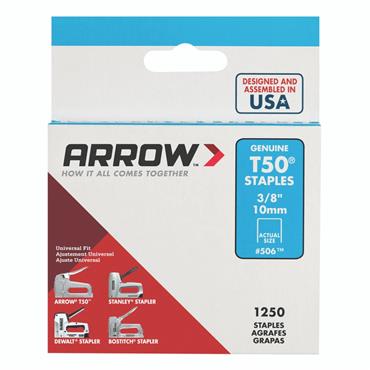 ARROW STAPLES T50   3/8``(1250 PK) 10MM