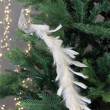 38CM GOLD GLITTER PEACOCK ON CLIP