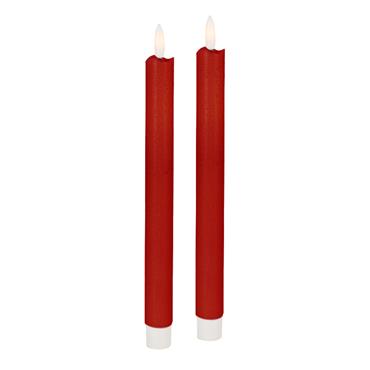 LED TAPER RED DINNER CANDLE 25CM