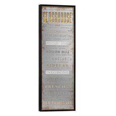MIRROR SIGN GLASSHOUSE COCKTAIL MENU 117CM