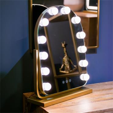 HOLLYWOOD BULB ARCH VANITY MIRROR GOLD