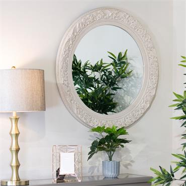 YVETTE CREAM ROUND MIRROR