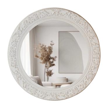 YVETTE CREAM ROUND MIRROR