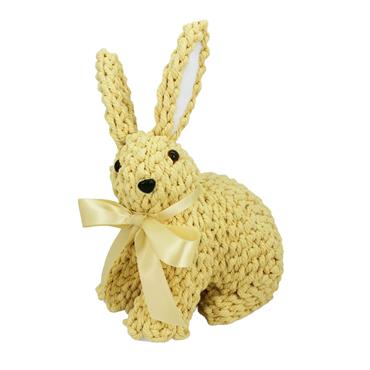 EASTER BUNNY SITTING CROCHE YELLOW 24CM