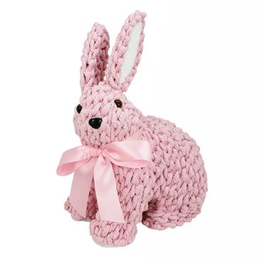 EASTER BUNNY SITTING CROCHE PINK 24CM