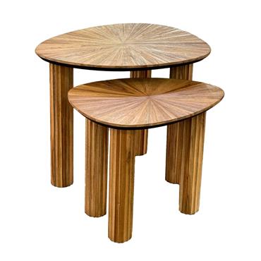 TEAK RAY SET OF TWO SIDE TABLES