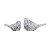 SET OF TWO BLUE FLORAL BIRDS