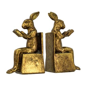 SET OF TWO RABBIT BOOKENDS