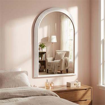STEPPED ARCHED WALL MIRROR WHITE