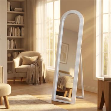 STEPPED ARCHED FLOOR STANDING MIRROR WHITE