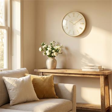 GOLD AND WHITE PESARO WALL CLOCK 36CM
