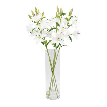 REAL TOUCH LILLIES VASE WITH FAUX WATER 70CM