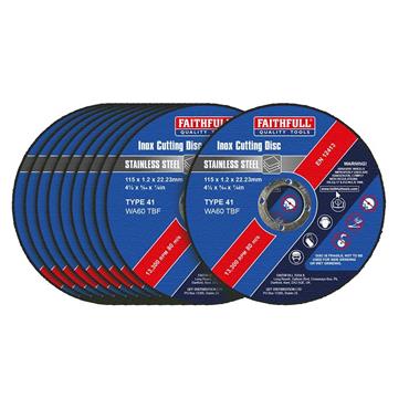Faithfull 115mm (4.5in) Inox Metal Cutting Discs (10 Pa