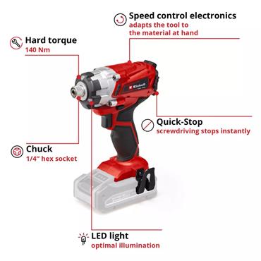 Einhell 18V Impact Driver Kit with 1 x 2.5Ah Li-ion Bat