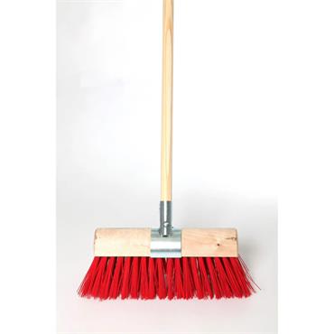 RED PVC YARD BRUSH WITH CLAMP & HANDLE