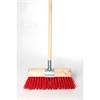 RED PVC YARD BRUSH WITH CLAMP & HANDLE