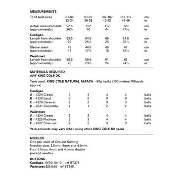 #6342 Waistcoat Yarn and Pattern Pack in Natural Alpaca DK