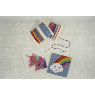 My First Counted Cross Stitch Kit - Unicorn and Rainbow
