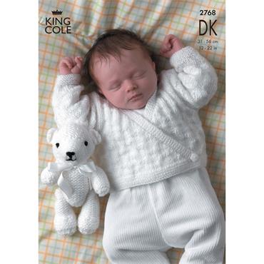 King Cole Pattern 2768 Sweaters, Cardigans and Teddy Bear Knitted in DK