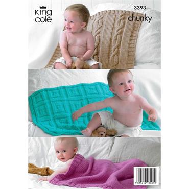 King Cole Pattern 3393 Baby Blankets in Comfort Chunky