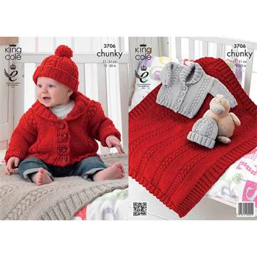 King Cole Pattern 3706 Jacket, Blanket and Hat Comfort Chunky
